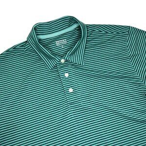 Brooks Brothers Men's Large Green Striped Performance Golf Polo